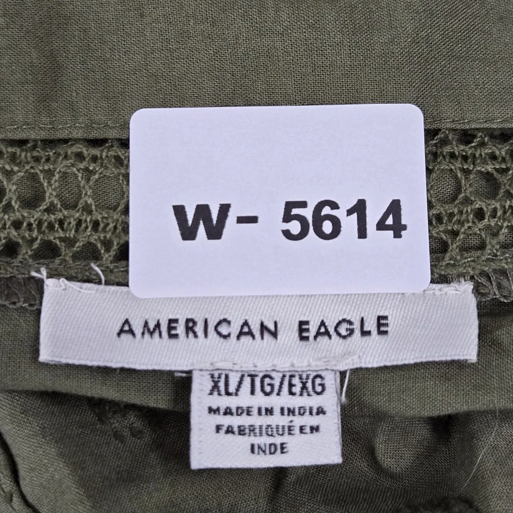 American Eagle Outfitters Women Dress XL Green Embroidered Fit & Flare Mini
